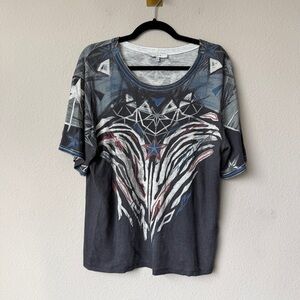 IRO Shay Abstract Linen Graphic Tee Size S